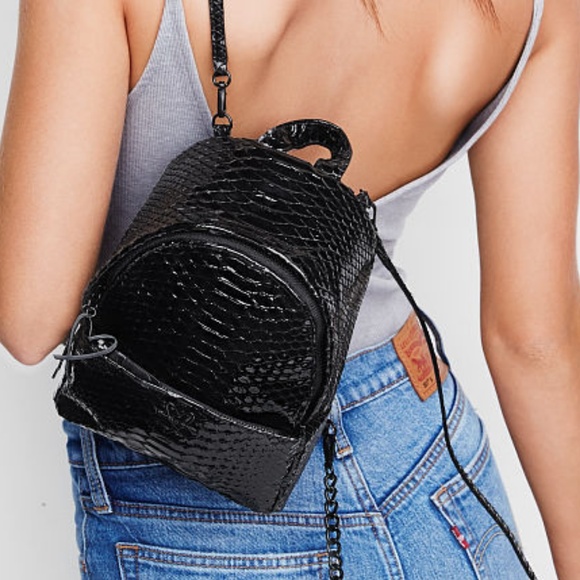 Victoria's Secret Handbags - NWT VS Black Python Mini Backpack Purse RARE